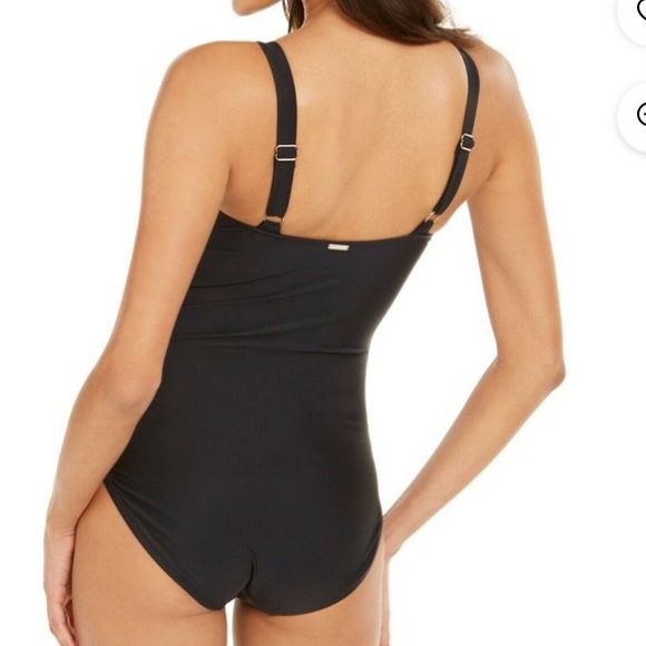 Calvin Klein Black Garden Floral Starburst Printed One-Piece Swimsuit - Picture 2 of 11